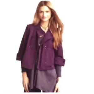 CAbi Purple Swing Cotton Cropped Trench Jacket Size M